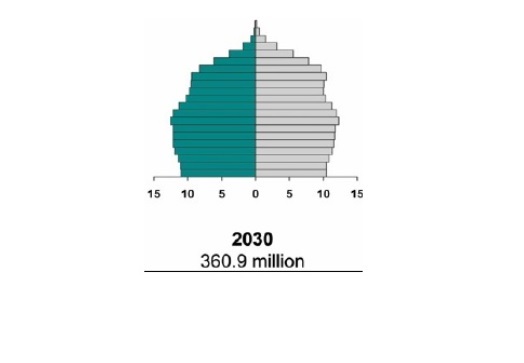 „Pyramida“ rozdělení populace do roku 2030